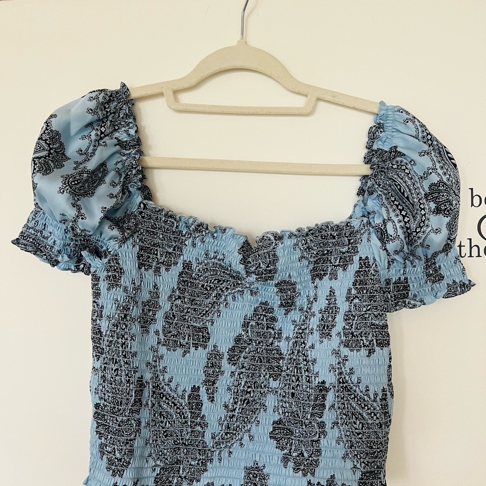 Sandro Smocked Paisley print cropped top. SzM